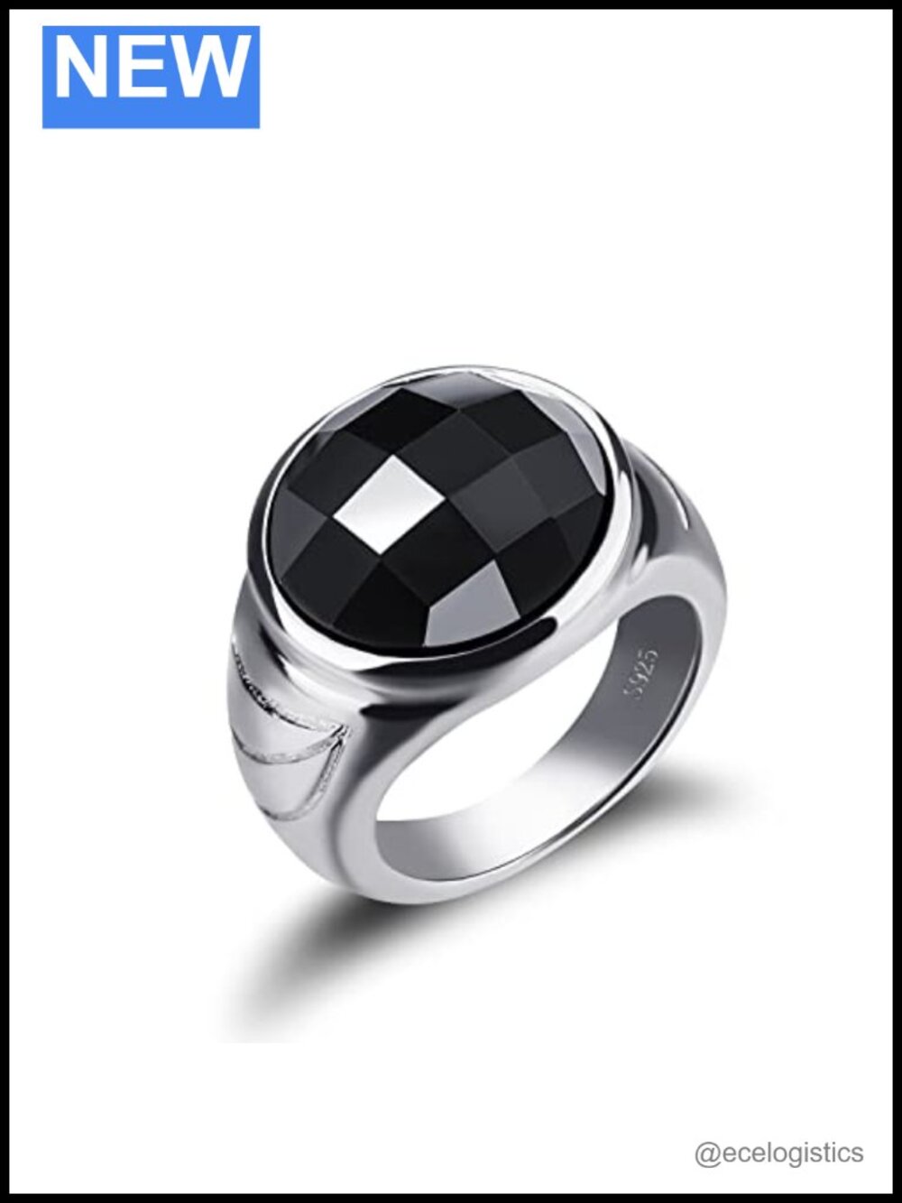 Sterling Silver Vintage Style Agate Inlaid Ring Cocktail Party Jewelry